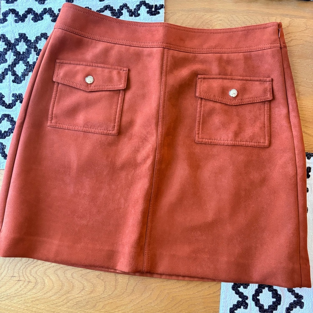 LOFT Rust A-Line Mini Skirt Front Pockets Womens size 12